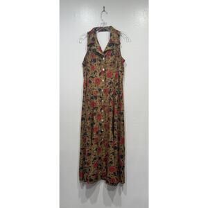 Vintage Coco‎ Bianco Floral Button Front Maxi Dress Sz 8 Retro Tropical 90s Look